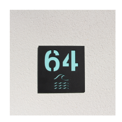 Plaque numéro de maison adhésive extérieur motif vague coloree