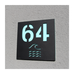 Plaque numéro de maison adhésive extérieur motif vague coloree