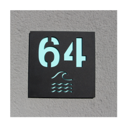 Plaque numéro de maison adhésive extérieur motif vague coloree