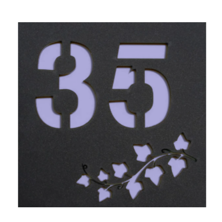 Numéro de maison coloré adhésif extérieur motif lierre